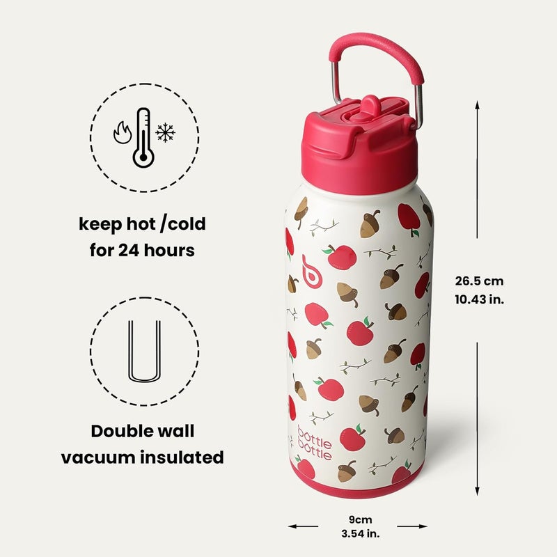 BottleBottle 32oz Insulated Water Bottle Stainless Steel Sport Water Bottle with Straw Dual-use Lid Design for Gym with Pill Box - Image 5
